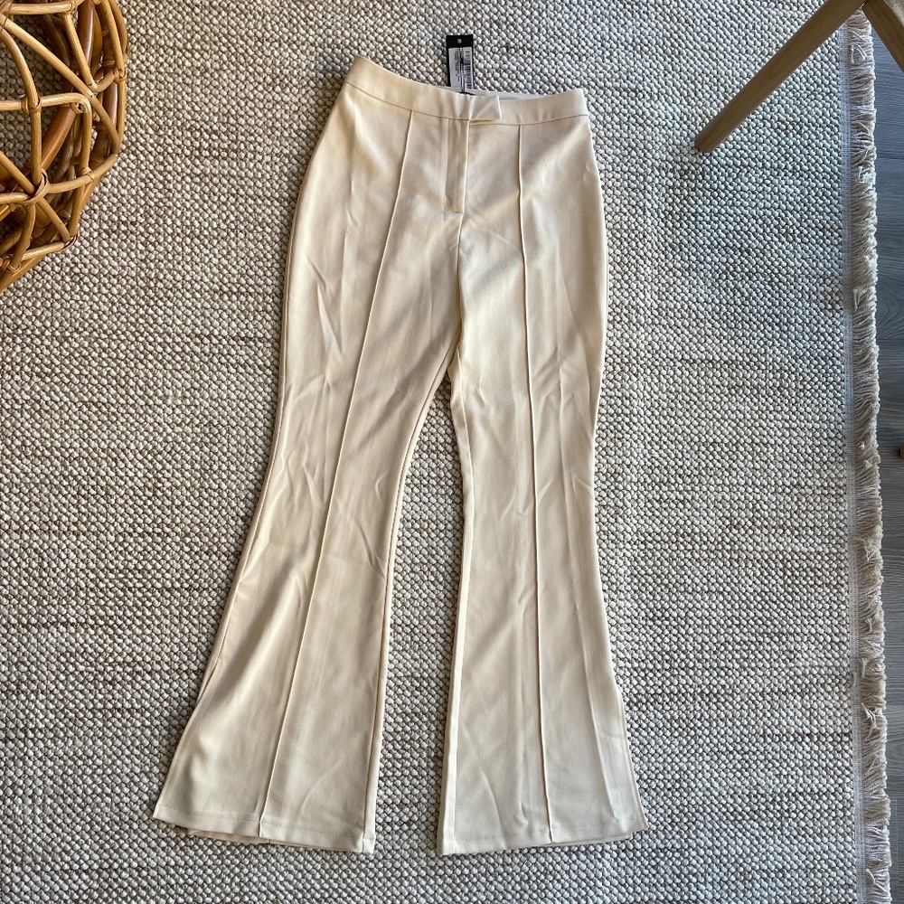 Nastygal Pintuck Detail Cream Trousers